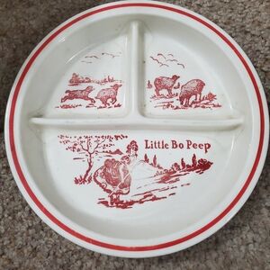 Little Bo Peep Red and White Divided Plate